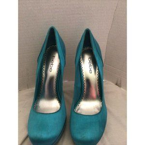 BEBE Baby Blue Satin Clubbing Platform Pump Size 6